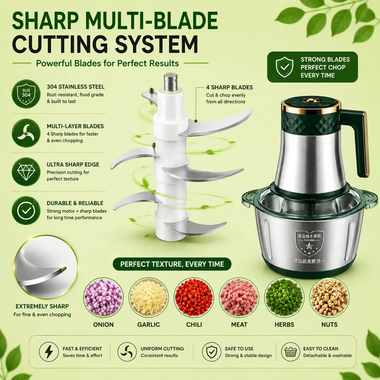 5 speed stainless steel kitchen chopper