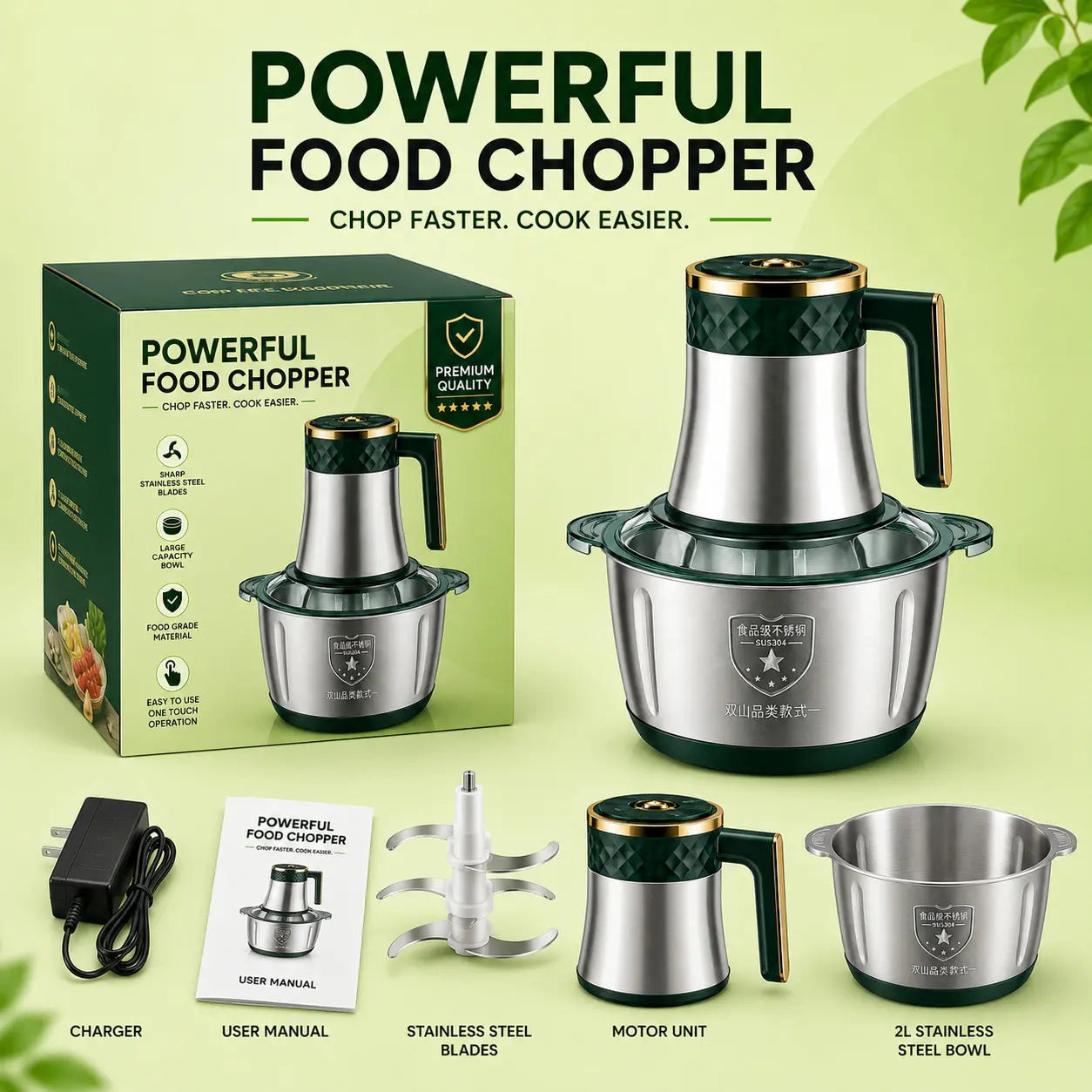 Electric chopper for meat vegetables and garlic