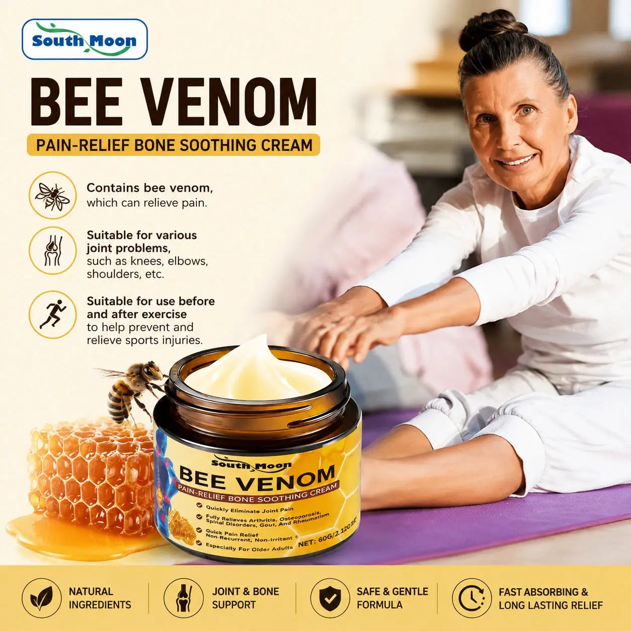 South Moon Bee Venom Cream – Soothing Joint & Muscle Care Xafoora
