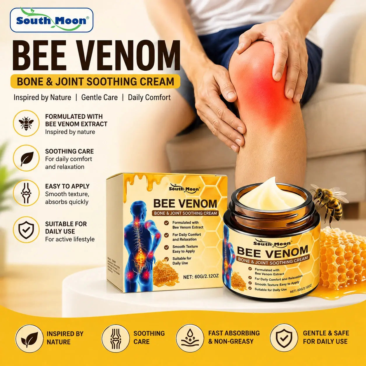 South Moon Bee Venom Cream – Soothing Joint & Muscle Care Xafoora