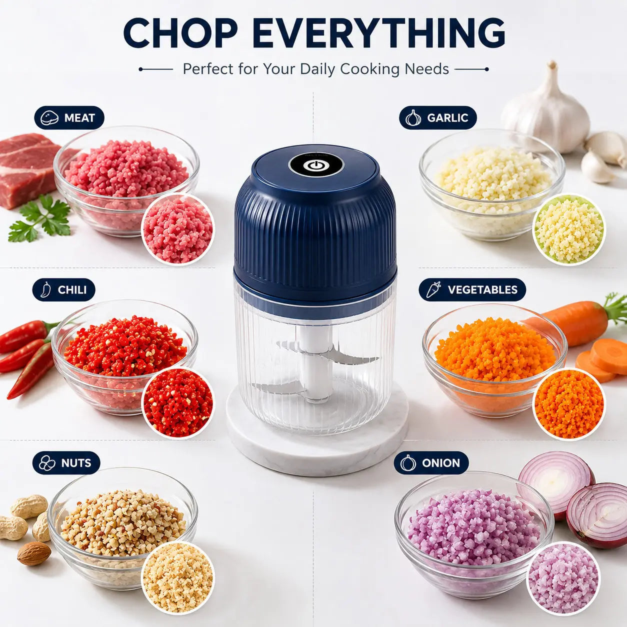 Garlic chopper electric USB Rechargeable – Mini Food Processor & Vegetable Cutter xafoora
