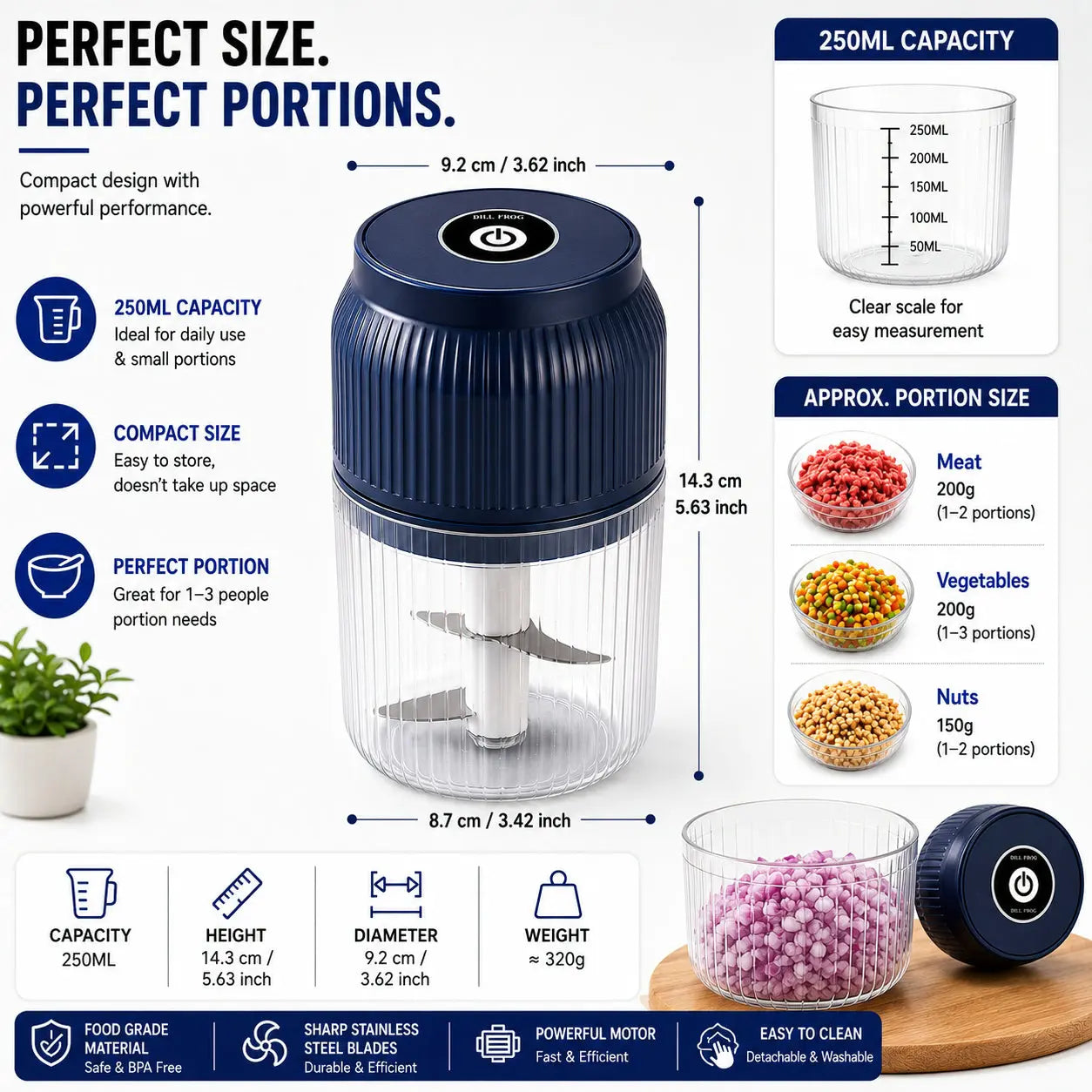 Garlic chopper electric USB Rechargeable – Mini Food Processor & Vegetable Cutter xafoora